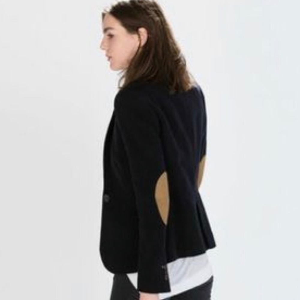 COPY - ZARA Basic Black Corduroy w/ Leather Elbow…